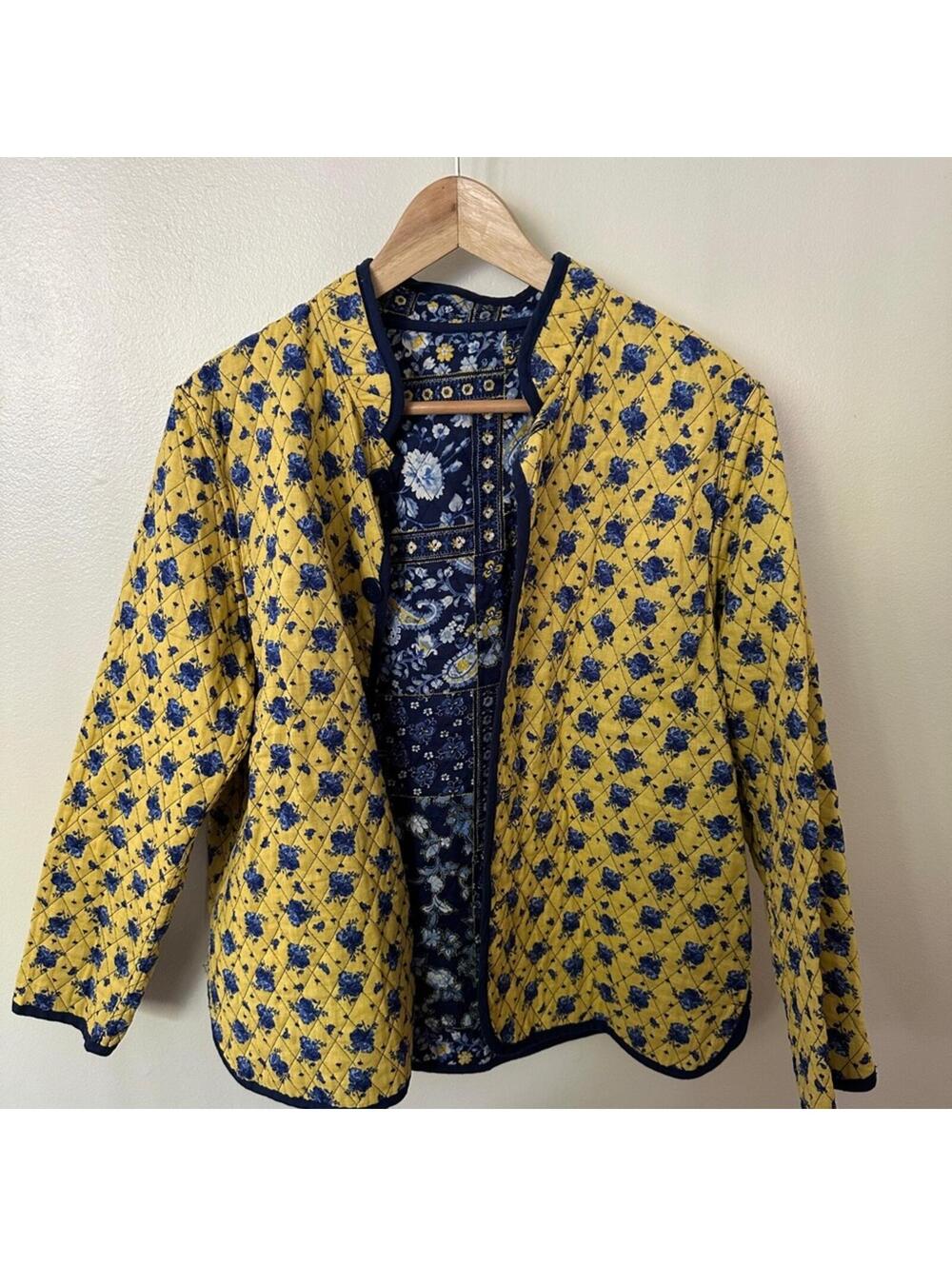 Floral Quilted Jacket - Yellow and Blue